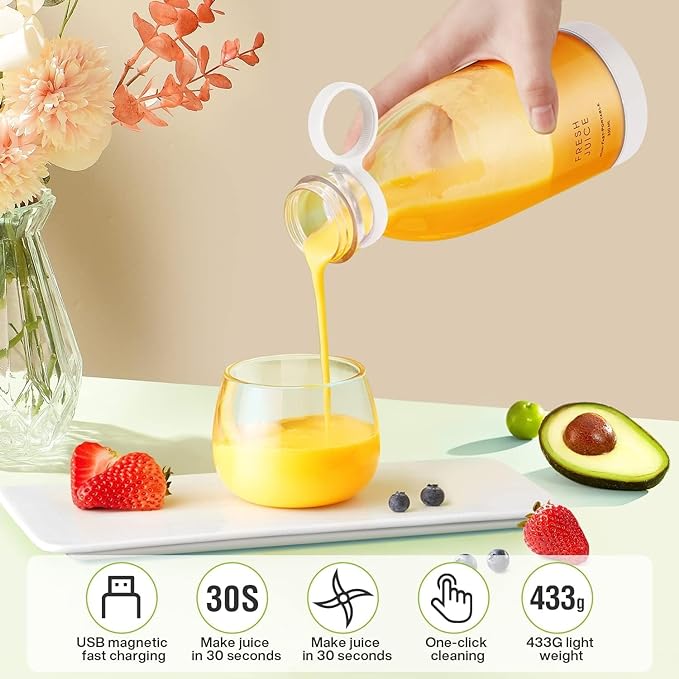 Portable 6-Blade Smoothie Maker | USB Rechargeable Juicer Bottle Blender for Juices, Shakes, and Smoothies