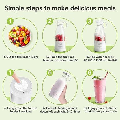 Portable 6-Blade Smoothie Maker | USB Rechargeable Juicer Bottle Blender for Juices, Shakes, and Smoothies